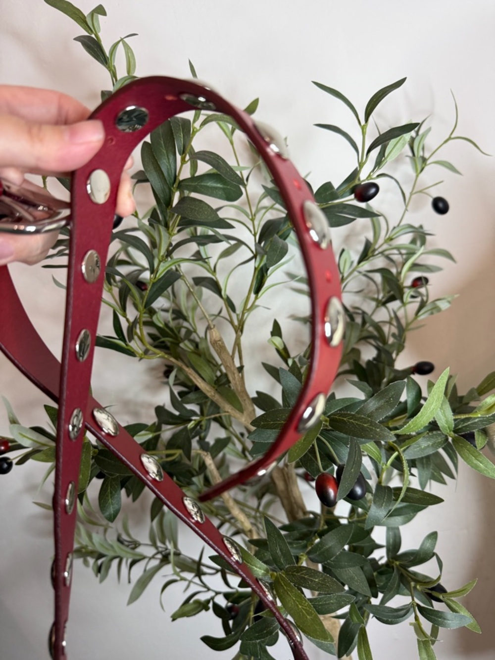 Madewell Red Studded Leather Belt - Picture 4 of 7